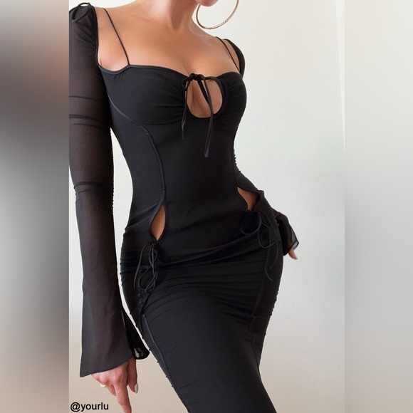 House of CB Ophelia Midi Dress Cutout Black Size XS Plus Cup NWT - Picture 5 of 16